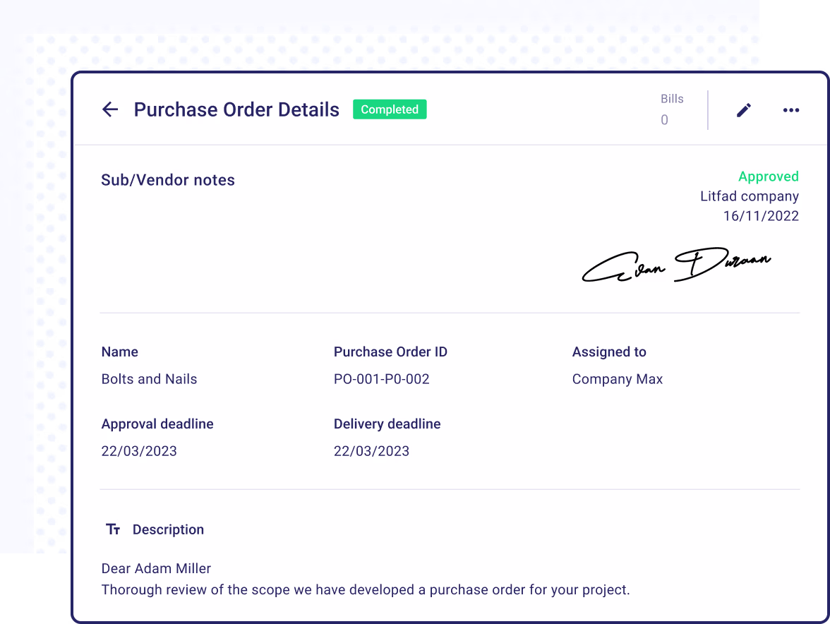 Purchase orders